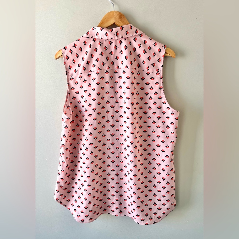 Ann Taylor Pink Sleeveless Floral-Print Button Front Blouse Size XL - Feminine - Picture 7 of 7